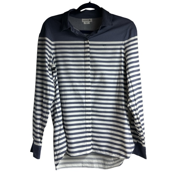 Lacoste Tops - Lacoste Striped Button Down Shirt Blue Size Large 42 Lacoste Dress Shirt Top